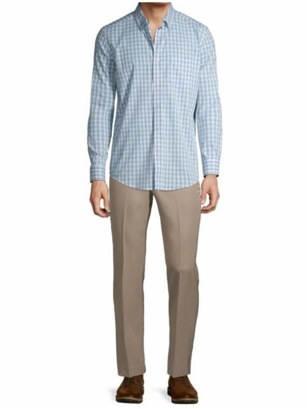 George Gingham Button Down Shirt Preppy Cottagecore Coastal Blue